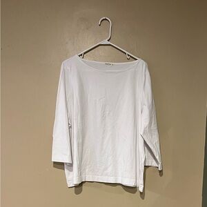 Woolovers Womens White Organic Cotton 3/4 Sleeve White Casual Layering Top 2xL